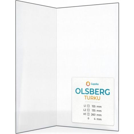 Vitre Olsberg TURKU - Verre Pliée pour poêle à bois - (155 + 135) x 260 mm (L1 + L2) x H1 - 4 mm (1/5)