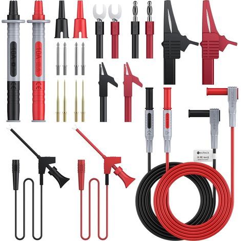 24pcs Cordons de Test Multimètre Électroniques Kit de Fils de Test Multiples avec Fiches Banane Embouts de Sonde Remplaçables Pinces Crocodiles pour Multimètres Pince Ampèremètre Électricien (1/5)