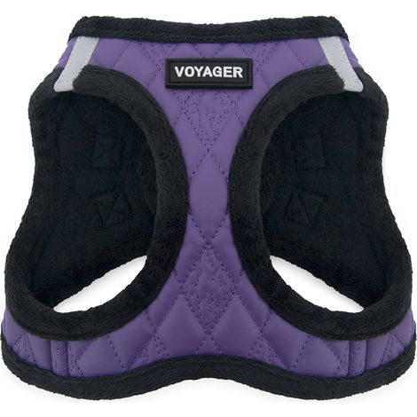 Voyager Step-In Plüsch-Hundegeschirr by Best Pet Supplies - Step-In-Westengeschirr für kleine und mittelgroße Hunde, Weicher Plüsch, Violett Kunstleder, size S - Brust 37-40 cm