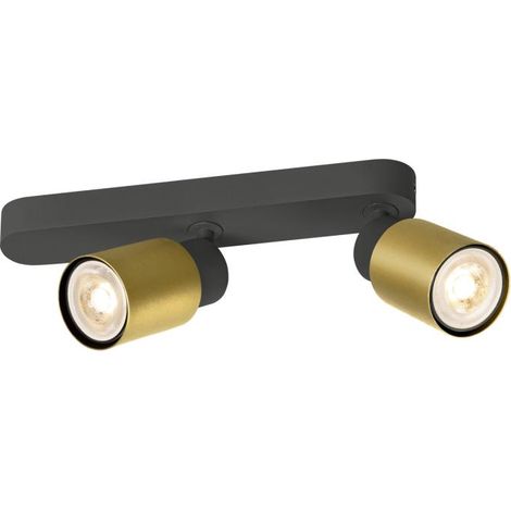 Applique et plafonnier PURI 2.0 Tube asymétrique double 6W GU10 noir/or - SLV - 1008309 (1/2)