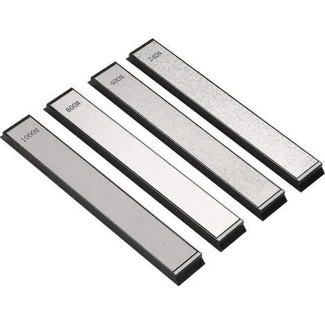 Ensemble de 4 plaques à aiguiser diamantées, grains 240, 400, 600 et 1000, pierre à aiguiser pour couteaux. (1/4)
