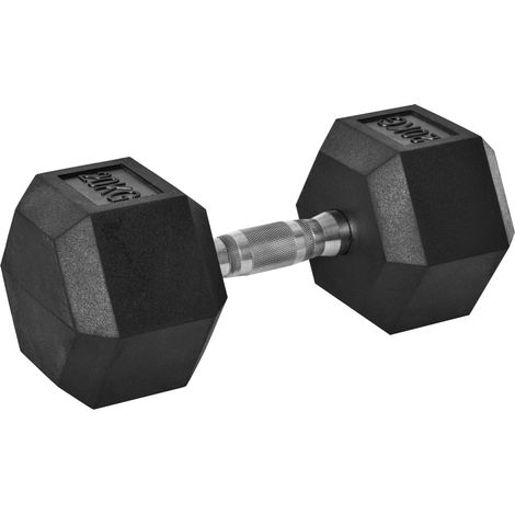 HOMCOM Single Rubber Hex Dumbbell Portable Hand Weights Home Gym 20KG