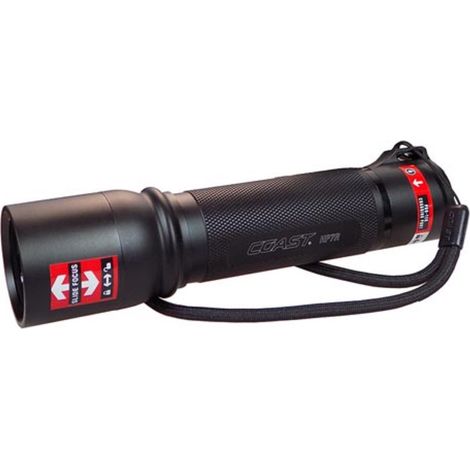 Coast LED Taschenlampe 300 lm, wiederaufladbar Li-Ion, dimmbar, Fokus/Zoom, IPX4 spritzwassergeschützt, 350 m Reichweite, Aluminium Handlampe für Arbeit und Outdoor (1/5)