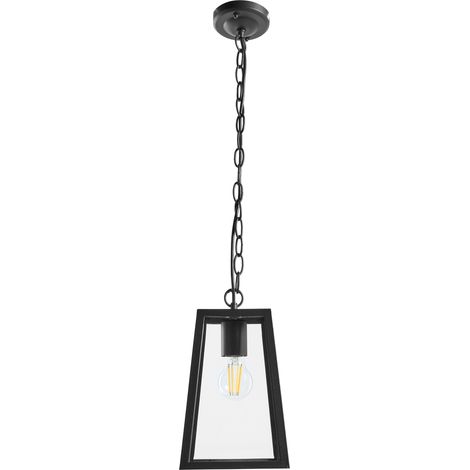 Lámpara colgante moderna de exterior iluminación decorativa para jardín estructura de aluminio mate pantalla de vidrio negro Volarja (1/5)
