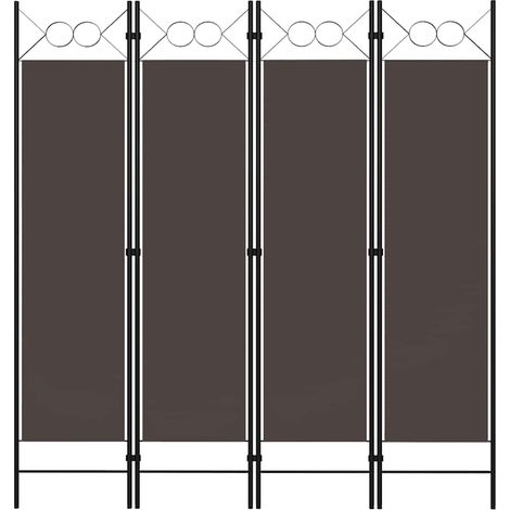 Paravent cloison de séparation 4 panneaux marron en tissu et fer 160 x 180 cm - PANGIVO (1/5)