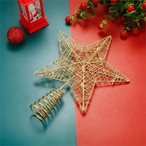 Pointe d'arbre Or étoile - Pointe de connecteur pour Sapin Pointe de Sapin de Noël (Or), 23 ×26cm, Décoration Noël Sapin (1/4)