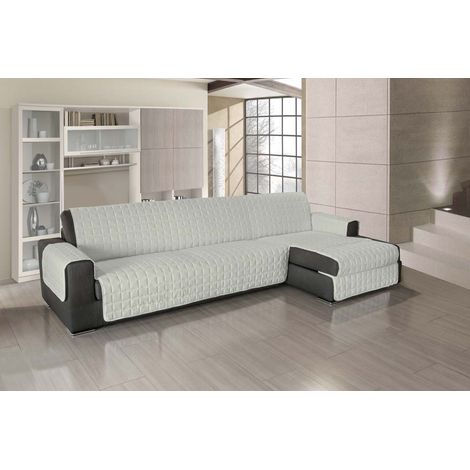Copridivano Universale Con Penisola Trapuntato Made in Italy Antiscivolo Copri Seduta Protegge da Cani e Gatti Salva Divano Idrorepellente Beige - 240 cm