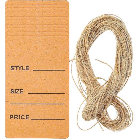 200 Stück Preisschilder mit Schnur, beschreibbare Papieretiketten für Kleidung-5x3CM-Light Brown (1/2)