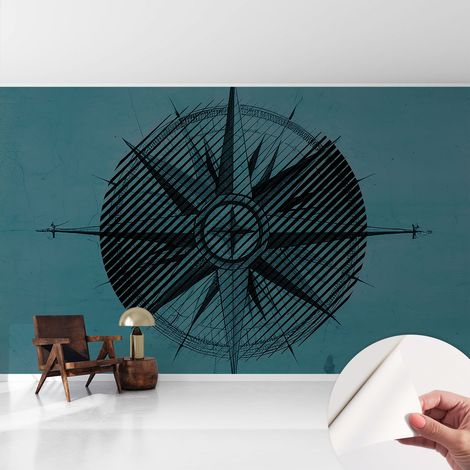 Papier peint autocollant adhésif installation rapide du papier peint durable et résistante Boussole marine 416x254 cm (1/5)