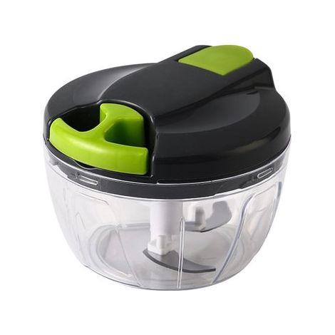 Hachoir manuel pour légumes et ail 500 ml – Hachoir avec Couteaux en acier inoxydable et cordon de serrage – Ustensile de cuisine multifonctionnel pour oignons, noix et sauces (1/5)