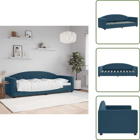 The Living Store Tagesbett Blau 80x200 cm Samt - Sofa - Schlafsofa - Tagesbett - Gästebett - Blau (1/5)