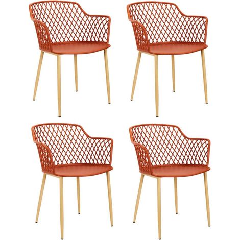 Lot de 4 Fauteuils Design "Malaga" 80cm Terracotta (1/5)