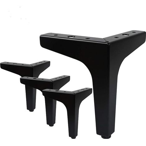 SHINING HOUSE Set mit 4 Möbelbeinen, belastbar bis zu 600 kg, moderne dreieckige Tischbeine aus Metall, Pin-Möbelbeine für Schrank, Sofa, 4 Beinschoner, schwarz (15 cm) (1/5)