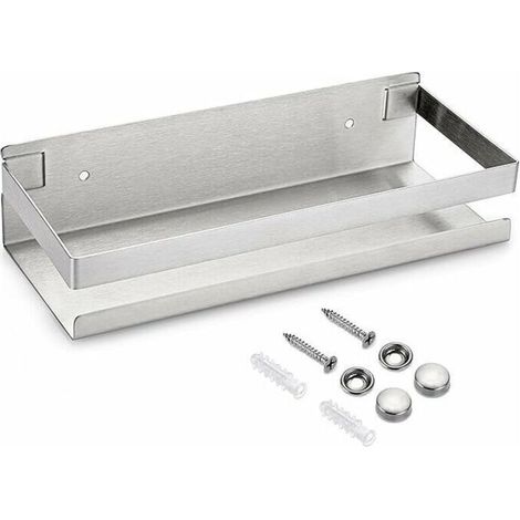 Stainless steel hanging shower shelf, wall-mounted kitchen basket for storage (silver, 23cm) (1/4)