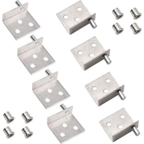 Pack de charnières pivotantes à axe dissimulé pour porte d'armoire en bois avec goupille pour porte d'armoire pivotante en bois gratuite (argent) (1/4)