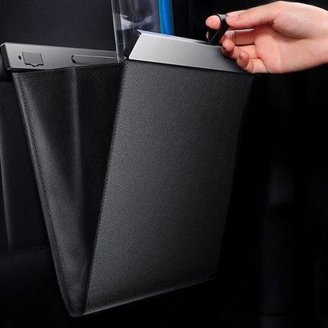 Zoternen Les ordures de voiture en cuir peuvent les poubelles arrière pliables Organisateur de stockage de grande capacité étanche pour le VUS de véhicule SUV (1/4)