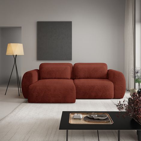 Umkehrbares und umwandelbares 3-Sitzer-Ecksofa mit Truhe Camilla Terracotta