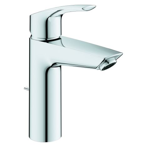 GROHE Einhand-Waschtischbatterie Eurosmart 233933, M-Size, Energie-Spar-Funktion Mittelstellung kalt, Einlochmontage, Temperaturbegrenzer, Zugstangen-Ablaufgarnitur, chrom (1/3)