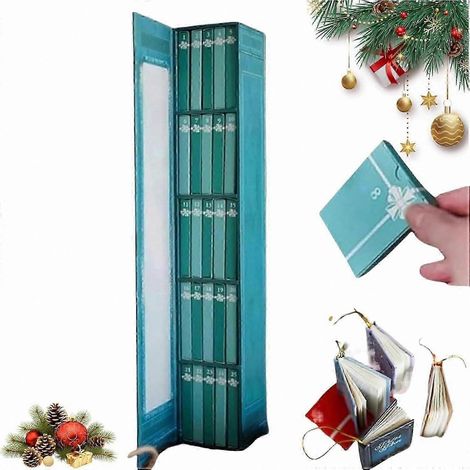 ZOTD -Calendrier de l'Avent 2025 avec 24 mini-étiquettes en forme de livres – Calendrier de Noël réutilisable, décoration littéraire pour le sapin et la maison, cadeau idéal pour les amoureux des livr (1/5)