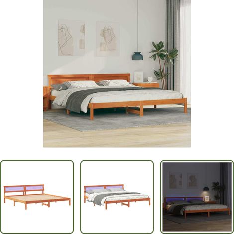 Kiefer Holz -  Bettrahmen Wachsbraun 180 x 200 cm Massives Kiefernholz (1/5)
