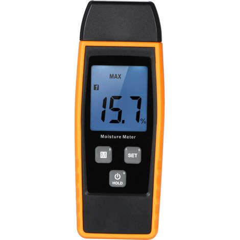 Mini humidimètre portable numérique LCD pour bois, détecteur d'humidité, testeur d'humidité pour bois d'œuvre, plaques de plâtre, plantes, briques, mortier et béton avec sonde à 2 broches, plage de me (1/4)