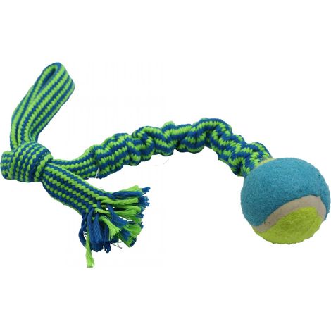 Bubu Pets  Giocattolo per cani, corda intrecciata, anello, con pallina da tennis, ROSA NEON, 45 cm - Giocattolo per cani, corda intrecciata, anello, con pallina da tennis, ROSA NEON, 45 cm