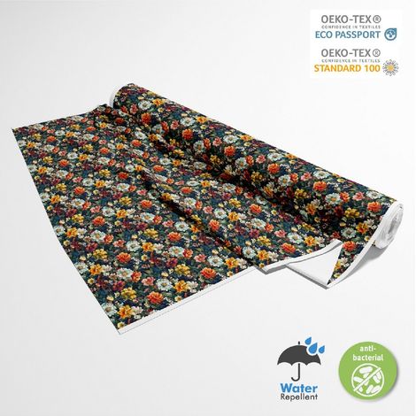 TESSUTI DECORATIVI PER ESTERNI OXFORD - Motivo Fiori Colorati  DX18056 (1/5)