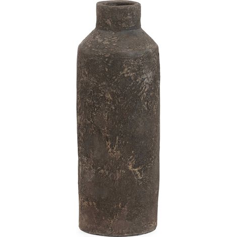 Vase en terre cuite noir vieilli style artisanal élégant - Noir vieilli effet brut (1/2)