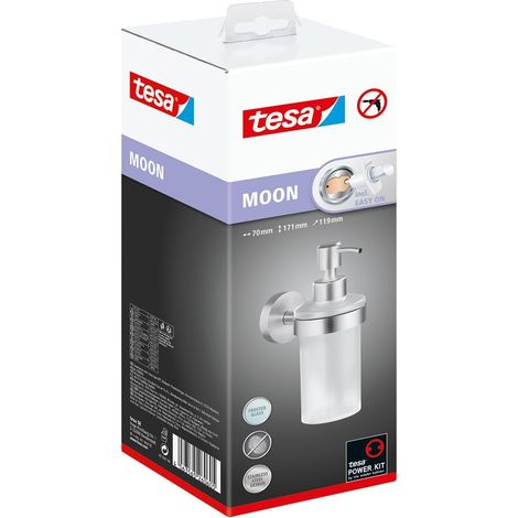 Portasapone da parete tesa MOON, look acciaio inox, autoadesivo, tecnologia di montaggio adesiva, 109 mm x 70 mm x 156 mm (1/4)