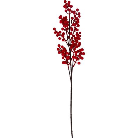 Ramo con Bacche di Velluto 20x73h cm Rosso