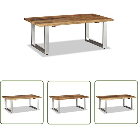 The Living Store Table basse Bois de récupération massif 100x60x38 cm - Table Basse Industrielle - Table Basse Design - Table Basse Rustique - Table Basse Vintage - Meubles Industriels (1/5)