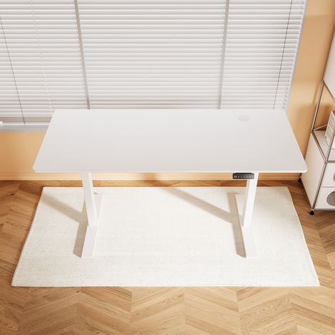 ELEGANT Height-adjustable Standing Desk 1600x600mm, Ergonomic Computer Workstation, 80KG Weight Capacity, White (1/5)