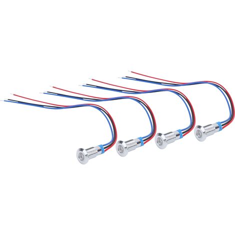 Lot de 4 voyants LED indicateurs, anode commune, étanches, en métal, bicolores, 8 mm, 1224 V (rouge, bleu) (1/5)