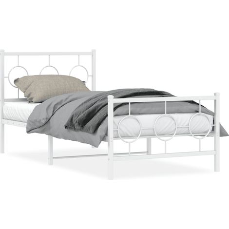 Maison Exclusive - Giroletto con Testiera e Pediera Metallo Bianco 90x190 cm (1/5)
