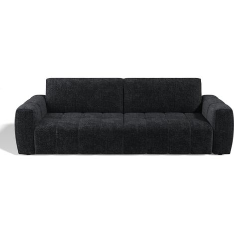 Canapé 4 places en velours chenillé anthracite foncé (1/5)