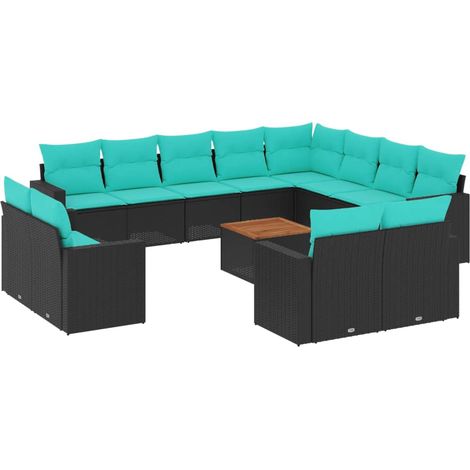 Maison Exclusive - 13-tlg. Garten-Sofagarnitur mit Kissen Schwarz