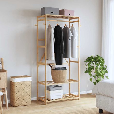 Porte-vêtement avec étagères 80x40x175 cm bambou