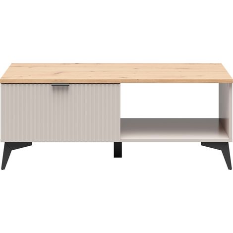 Table basse 1 tiroir et 1 niche de rangement coloris Cachemire / Chêne artisan - Longueur 110 x Profondeur 61 x Hauteur 43,4 cm (1/4)