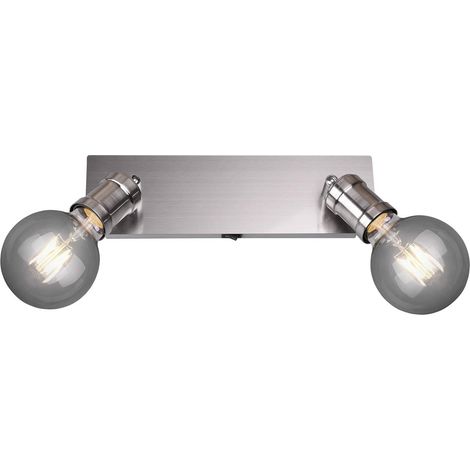 TRIO LEUCHTEN - BARRA 2 SPOTS CARL IN METALLO ACCIAIO CON INTERRUTTORE LUNGHEZZA 30CM