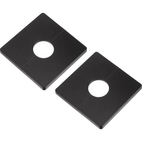 2pcs Split Wall Plate, Square Self Adhesive ABS Blanking Plate with Hole Diameter 28mm/1.1 Inch, Pipe Cover for Water Tap Decoration, Black (1/5)