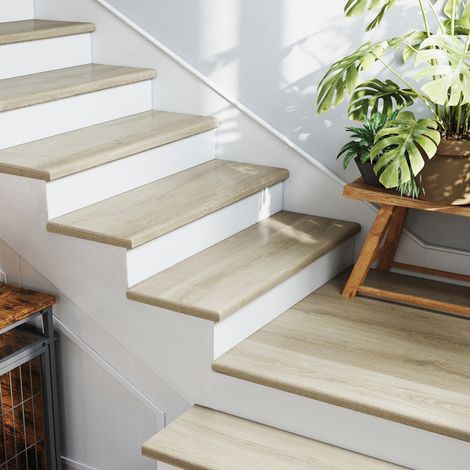 Set de 2 revestimientos de escalera Bunschoten PVC 120x32x4,6cm - Color Tessuto Milan [NEU.HOLZ]