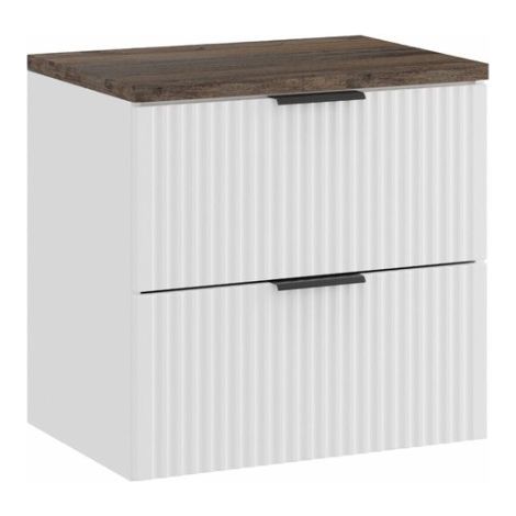 Set da bagno NOXERA 60 cm – Mobile sottolavabo sospeso bianco alpino effetto legno di abete con piano per lavabo