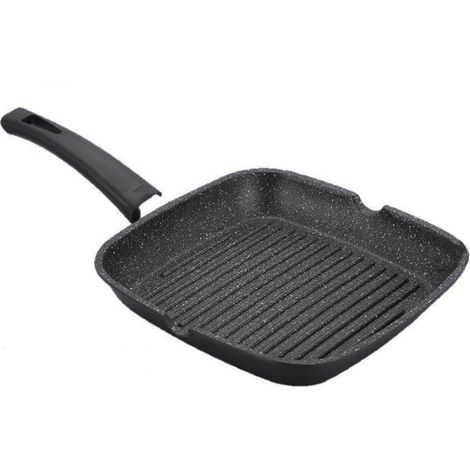Grill avec revêtement en marbre - L 28 x l 28 cm - Noir - Livraison gratuite (1/4)