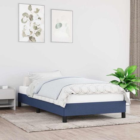 Lit simple pour adulte Moderne - Cadre de lit - Bleu 90x190 cm Tissu BV624676 - BonneVie (1/5)