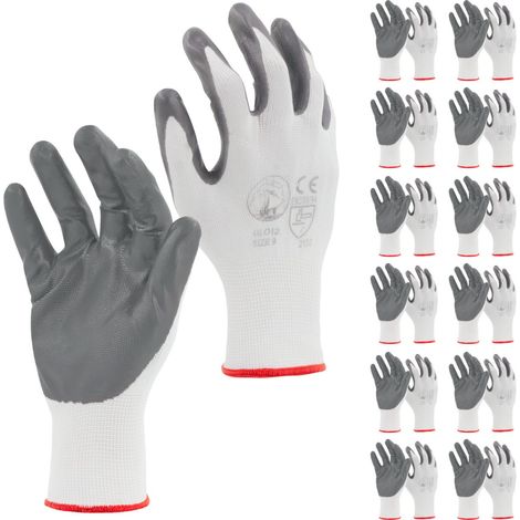 STI Guanti da lavoro Spalmati in Nitrile Bianco Grigio 9 L ( Pacco da 12pz )