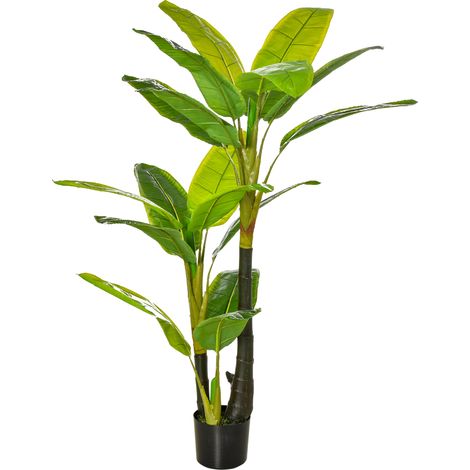 Plantes artificielles de 150 cm, plantes artificielles en pot, bananier artificiel, plante artificielle, arbre artificiel, plante d'intérieur, plante décorative, plante de bureau, pot en plastique pou