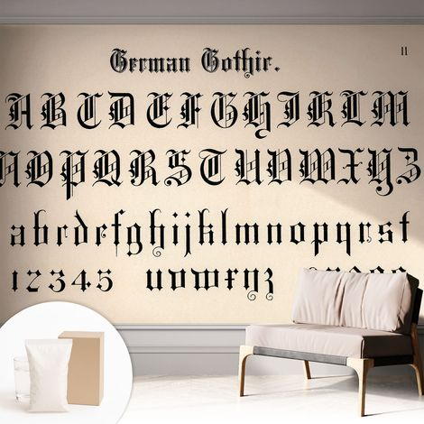 Papier peint intissé pour salon chambre à coucher peint imprimé pour mur - Colle incluse gratuite Lettres gothiques 312x219 cm (1/5)