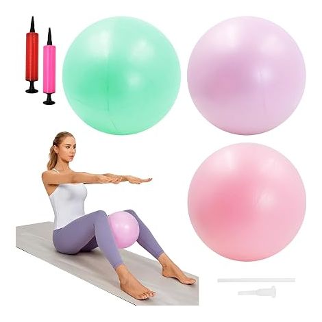 Pilates Ball 25 cm, Gym Ball with Pump, Gym Balls for Abdominal and Shoulder Training Balance Sport Pilates Pink Green Purple (1/5)