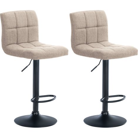 Lot de 2 tabourets de bar style contemporain en tissu matelassé crème cadre métal noir 100006029