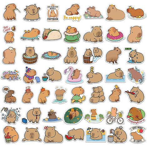 50 autocollants Capybara mignons, compatibles avec ordinateur portable, guitare, album de scrapbooking et carnets, cadeau (1/5)